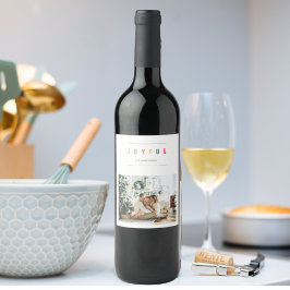 Enkel modern julfoto | GLATT HELGDAG Vinflaska Etikett