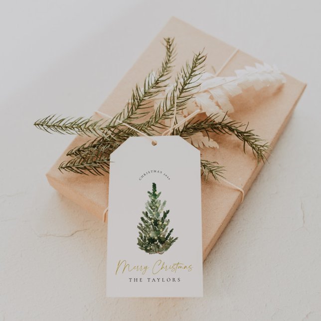 Enkel, modern Julgran Helgdag Presentetikett (Skapare uppladdad)