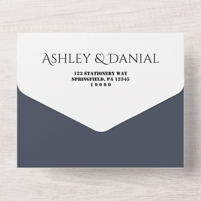 Enkel, modern kalligrafi Blue Elegant Wedding (Baksida)