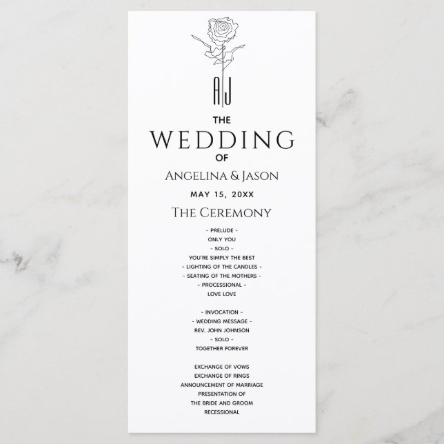 Enkel modern kalligrafi Bröllop Program (Framsida)