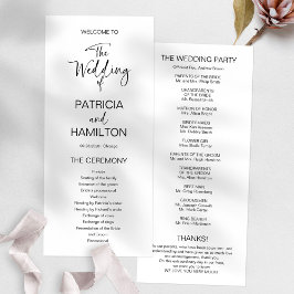 Enkel modern kalligrafi bröllopsprogram