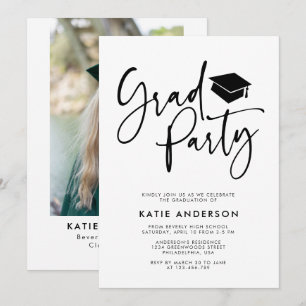 Enkel Modern Kalligrafi Gradtjej Foto Inbjudningar