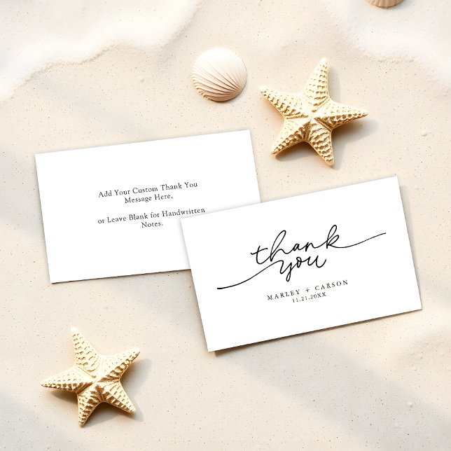 Enkel modern kalligrafi i Bröllop budgeterade Tack Anteckningskort (Skapare uppladdad)