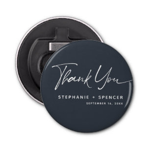 Enkel modern kalligrafi Tack Bröllop Flasköppnare