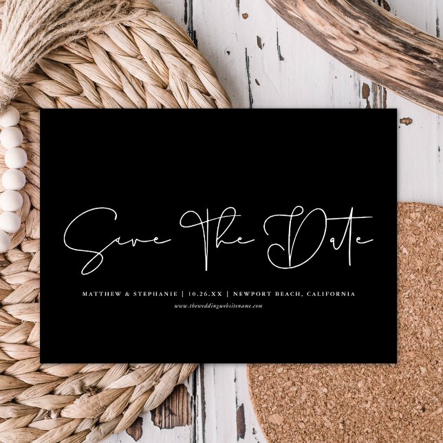 Enkel modern kalligrafi utan foto Spara datumet Inbjudningar (Skapare uppladdad)