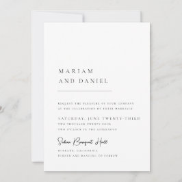 Enkel Modern Kalligrafi Vit Bröllopsskrift Inbjudningar