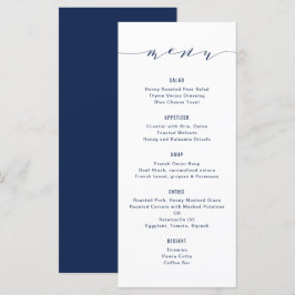 Enkel Modern Kalligraphy Navy Blue Menu Meny
