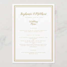 Enkel modern klassisk Chic Guld Bröllop Meny