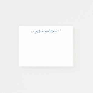 Enkel, modern, klassisk Elegant, blått skript Post-it Block