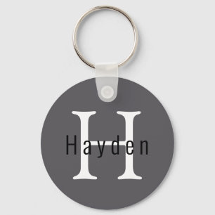 Enkel modern kolmonogram Namn + initial Nyckelring