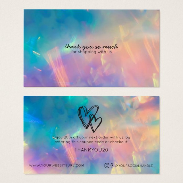 Enkel, modern kundrabatt på Whimsical Heart Visitkort (Framsida & baksida)