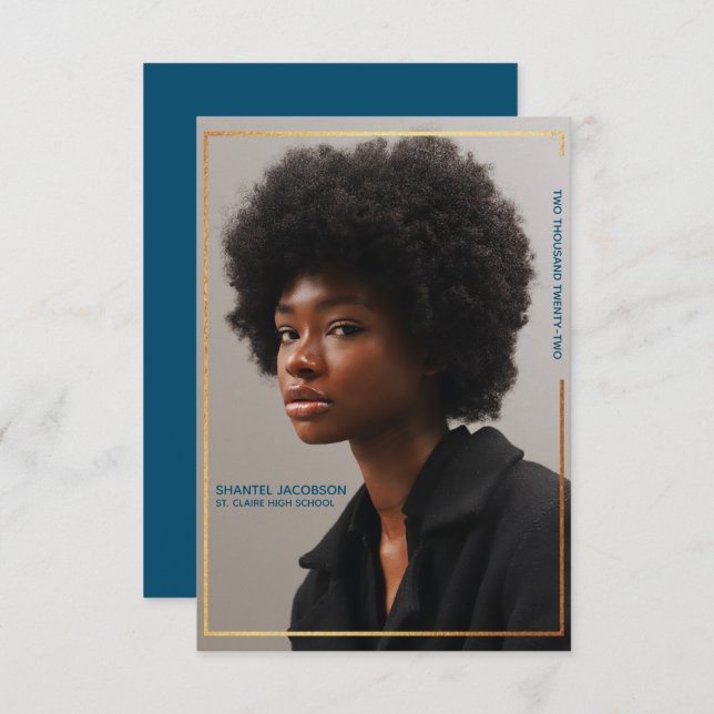 Enkel Modern kungörelse om Studenten vid Guld Grän Inbjudningar (Fram/baksida)