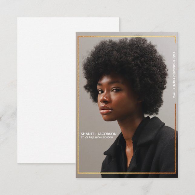 Enkel Modern kungörelse om Studenten vid Guld Grän Inbjudningar (Fram/baksida)