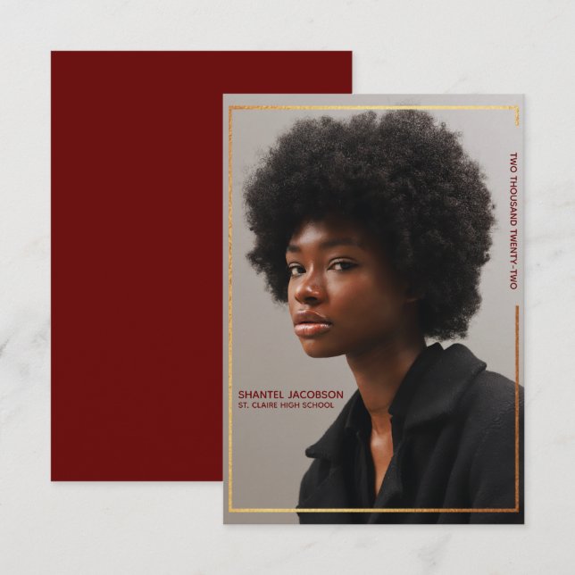 Enkel Modern kungörelse om Studenten vid Guld Grän Inbjudningar (Fram/baksida)