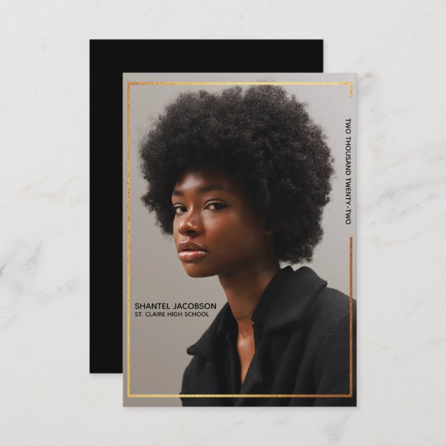 Enkel Modern kungörelse om Studenten vid Guld Grän Inbjudningar (Fram/baksida)