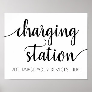 Enkel modern laddning av Station Svart skriptsig Poster