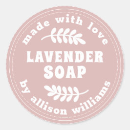 Enkel Modern Lavender Soap Silver Rosa Runt Klistermärke