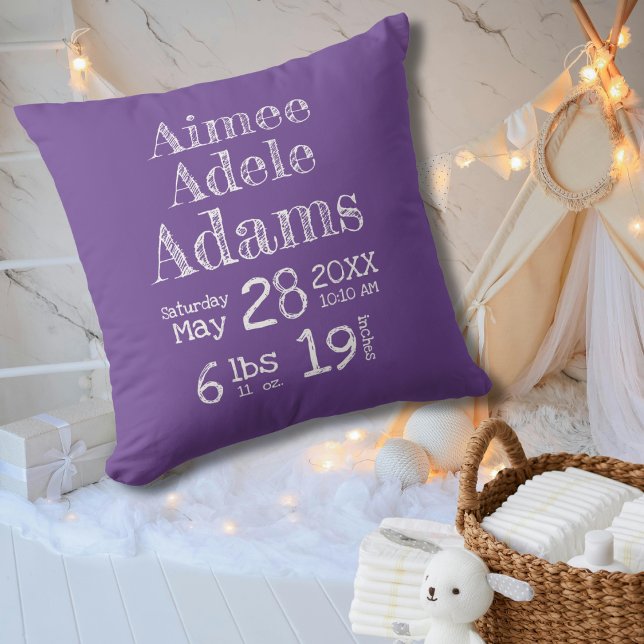Enkel modern Lila Rand födelsetal Baby Kudde (Skapare uppladdad)