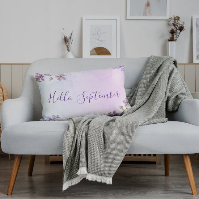 Enkel Modern Lila Välkommen September Månad Prydnadskudde (Skapare uppladdad)