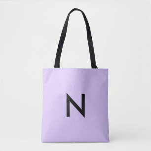 Enkel Modern Lilafärgad Anpassad Monogram Initial Tygkasse