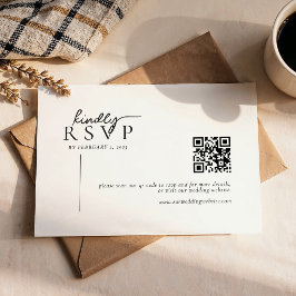 Enkel Modern Linje Script Qr Kod Bröllop OSA Kort