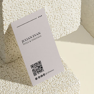 Enkel, modern LinkedIn QR Code Beige minimal Visitkort