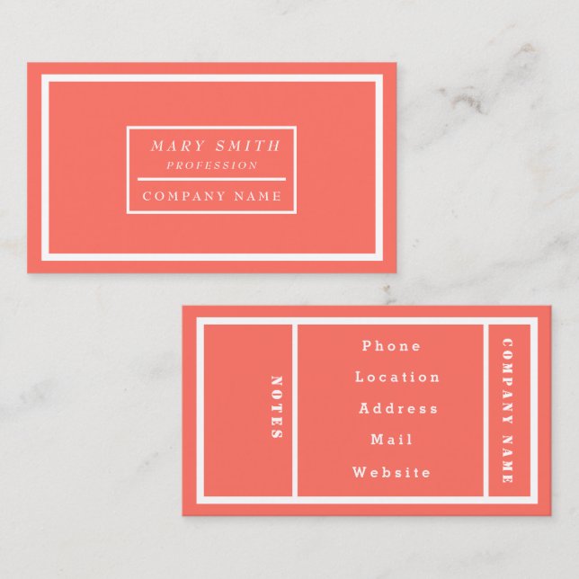 Enkel modern livskoral visitkort (Fram/baksida)