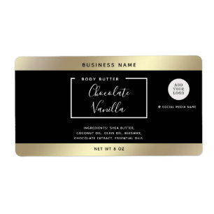 Enkel modern logotyp för kosmetika i svart guld-ty fraktsedel