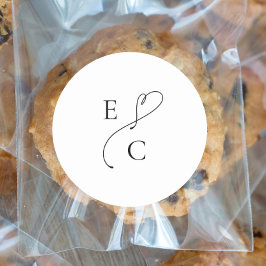 Enkel modern logotyp för par med initialer i monog runt klistermärke