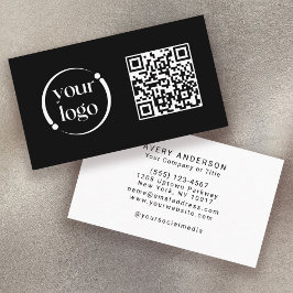 Enkel modern Logotyp och QR-kod för svart Visitkort