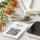Enkel modern Logotyp QR-kod - företag Nyckelring<br><div class="desc">Nyckelkedja för anpassningsbar med din logotyp och din QR-kod med ditt företag namn ovan och ditt meddelande nedan. Dessa enkla nyckelkedjor gör underbara marknadsföringsobjekt ge för kunder, anställda eller som swag vid handelssessioner och evenemang. Ha roligt med marknadsföring och reklam. Dessa QR-kodnyckelkedjor är särskilt underbara för återförsäljare/verkliga gods agent till...</div>