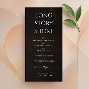 Enkel Modern Long Story Short Mörk Trä Bokmärke Spara Datumet