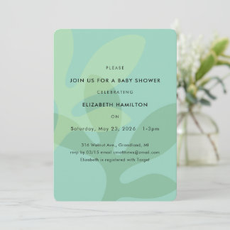 Enkel Modern Lövdesign Baby Shower Inbjudan