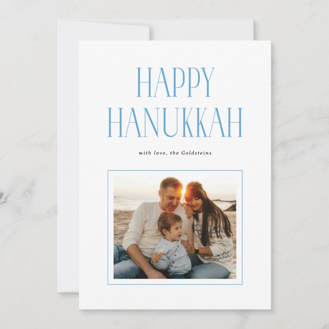 Enkel modern lycklig Hanukkah-typografi foto Julkort (Framsida)