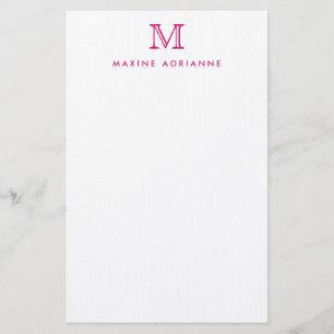 Enkel modern Magenta Girly Rosa Monogram Initial Brevpapper