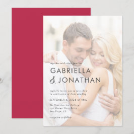 Enkel Modern Magenta Red Wedding-inbjudan Inbjudningar