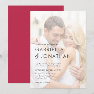 Enkel Modern Magenta Red Wedding-inbjudan Inbjudningar
