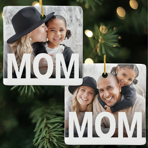 Enkel Modern Mamma Foto Julgransprydnad Keramik