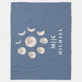 enkel modern måne-monogrampersonlig fleecefilt
