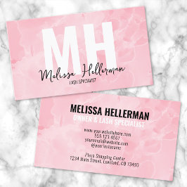 Enkel modern marbel Rosa Monogram Visitkort