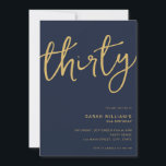 Enkel modern marin Guld 30års födelsedag Inbjudningar<br><div class="desc">Enkel,  modern inbjudan till 30års födelsedag-partiet med minimal design med handskriven manustypografi för elegant.</div>