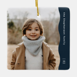 Enkel modern marin helgdag för ett fotot trendig julgransprydnad keramik