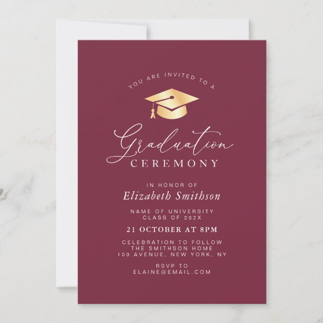 enkel modern maronceremoni i studenten inbjudningar (Framsida)
