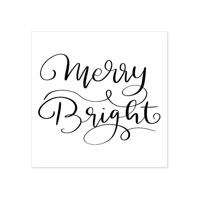 Enkel modern | Merry Bright Helgdag Script Stämpel (Tryck)