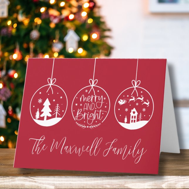 Enkel Modern Merry Bright Helgkort (Simple Modern Script Typography Merry And Bright Holiday Card)
