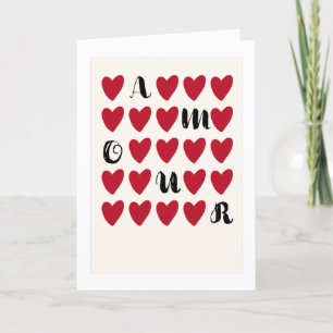 Enkel Modern Minimal Amour Alla hjärtans dag-kort Helgkort