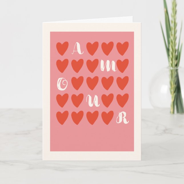 Enkel Modern Minimal Amour Alla hjärtans dag-kort Helgkort (Framsida)