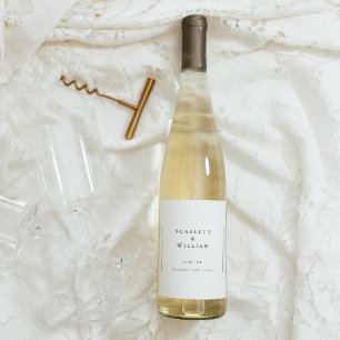 Enkel, modern, minimal Bröllop-Vin-etikett Vinflaska Etikett