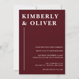 Enkel, modern, minimal Burgundy Bröllop Inbjudningar