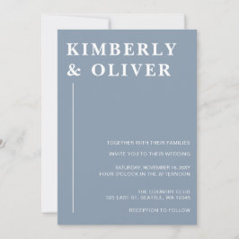 Enkel, modern, minimal dammsug blå Bröllop Inbjudningar